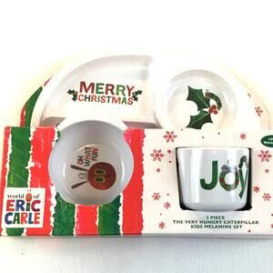Eric Carle Hungry Caterpillar NWT Christmas Kids Plate Set
